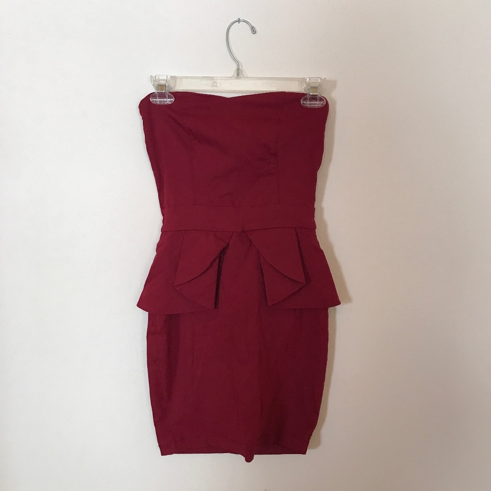 Maroon Peplum Dress